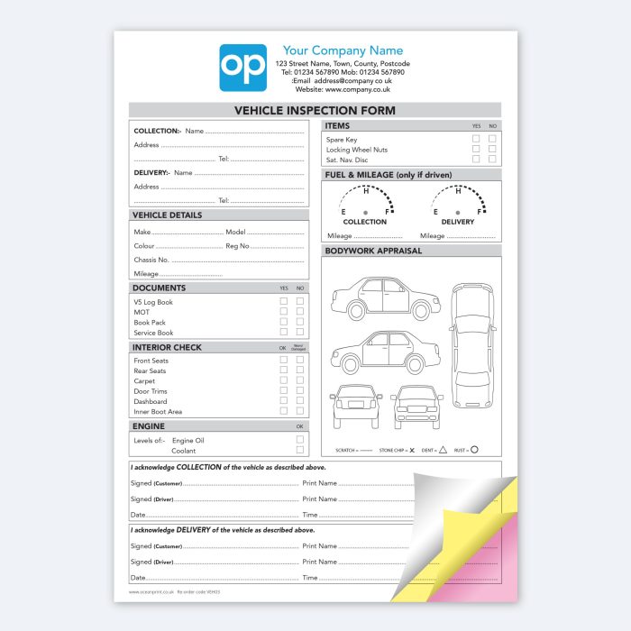 Vehicle inspection checklist